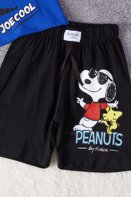 Mavi Cool Karakter Baskılı Erkek Çocuk Şortlu Takım 15288