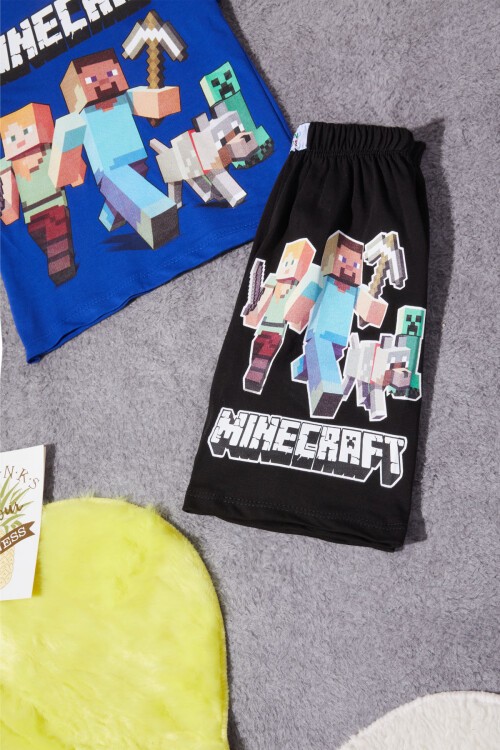 Mavi Karakter Baskılı Erkek Çocuk Şortlu Takım 15277