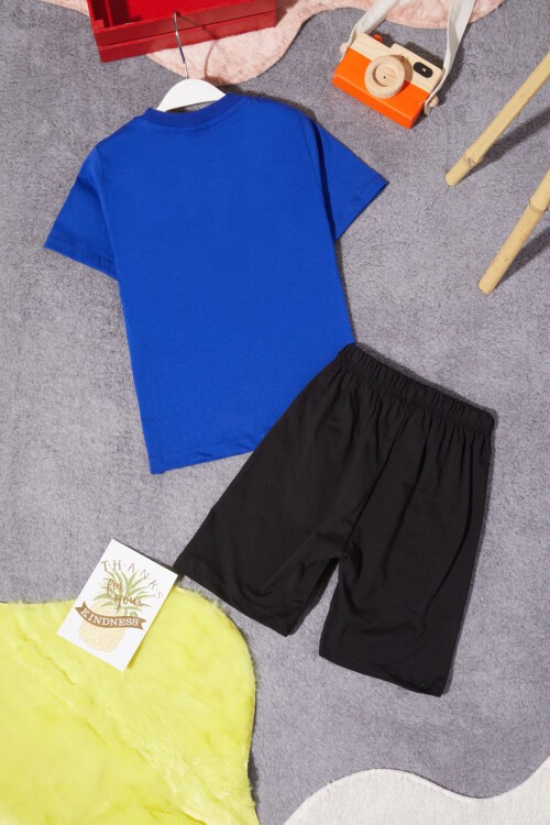 Mavi Karakter Baskılı Erkek Çocuk Şortlu Takım 15277