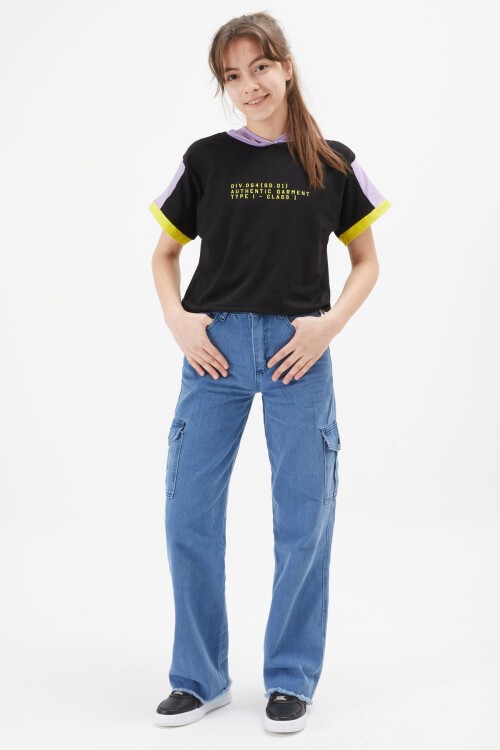 Mavi Kargo Cepli Yüksek Bel Kız Jean Pantolon 15245