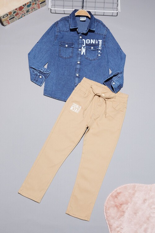 Mavi Jean Gömlekli Erkek Çocuk Alt Üst Takım 15100