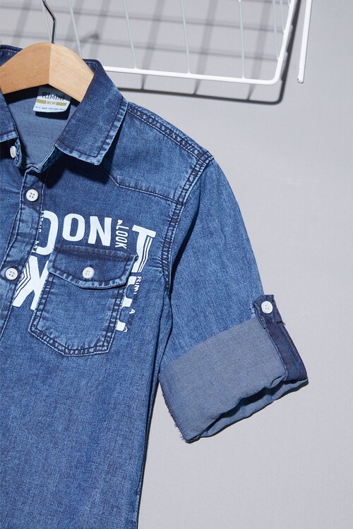 Mavi Jean Gömlekli Erkek Çocuk Alt Üst Takım 15100