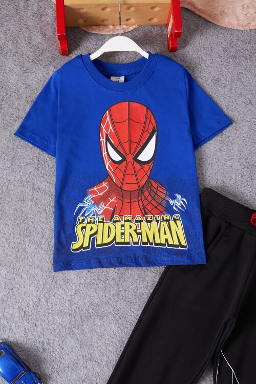 Mavi Örümcek Adam Baskılı Tişörtlü Erkek Çocuk Takım 15217