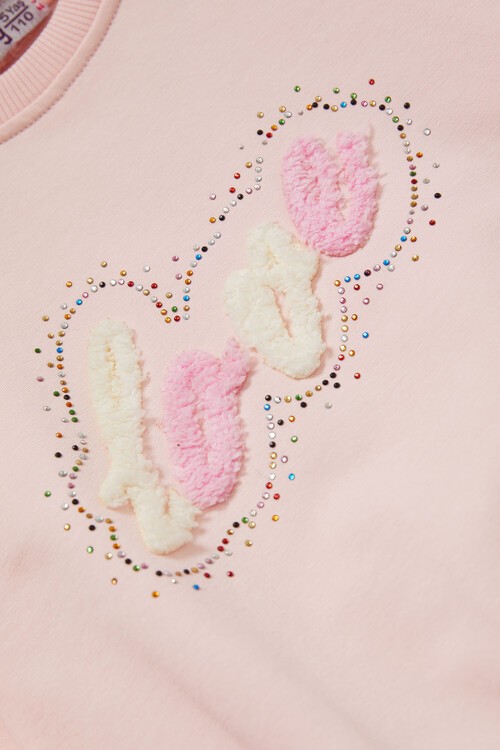 Peluş Love Yazılı Taşlı Kız Çocuk Eşofman Takımı 14973