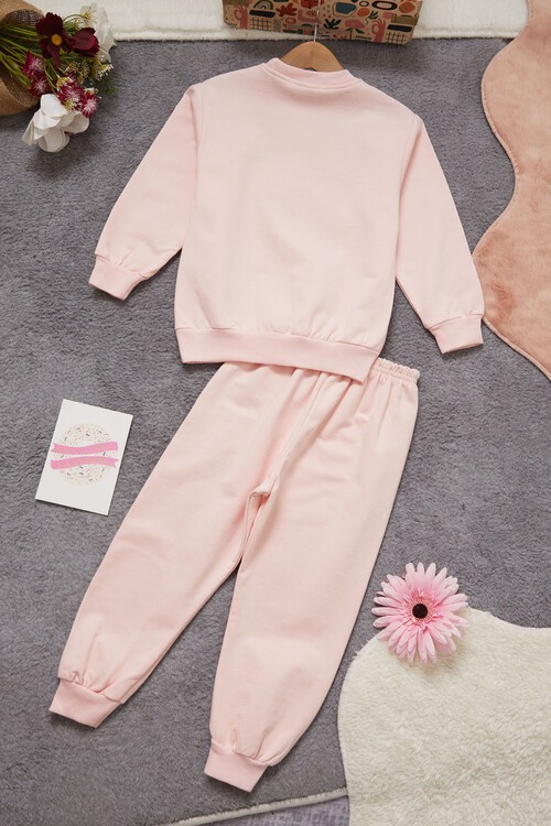 Peluş Love Yazılı Taşlı Kız Çocuk Eşofman Takımı 14973