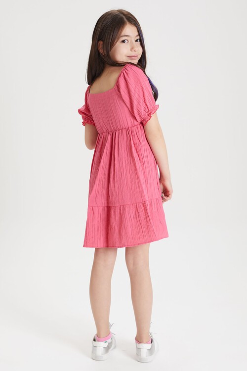 Pembe Kız Çocuk Omuz Askılı Elbise 15087