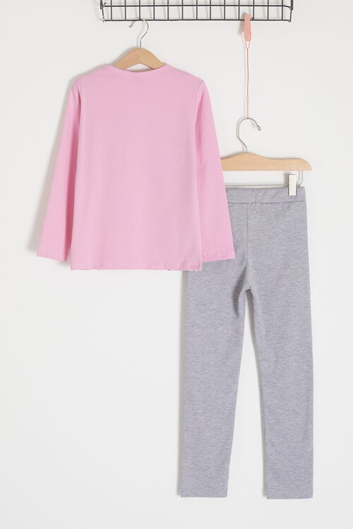Pembe Simli Minnie Baskılı Kız Alt-Üst Takım 15042