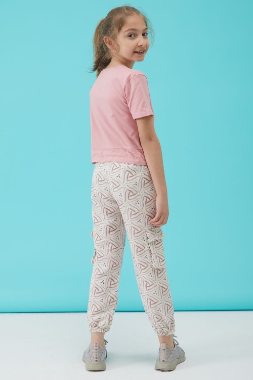 Pembe Yazı Baskılı Kız Çocuk Alt Üst Takım 15166