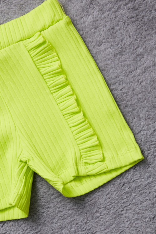 Sarı Beautiful Yazılı Kız Çocuk Şortlu Takım 15351