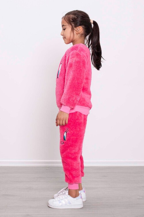 Sarı Civciv Nakışlı Peluş Kız Çocuk Eşofman Takımı Welsoft 13310