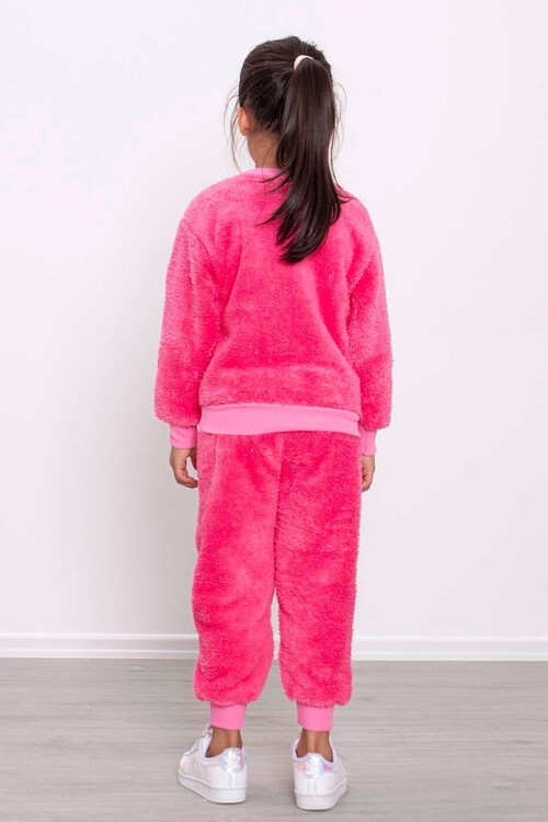 Sarı Civciv Nakışlı Peluş Kız Çocuk Eşofman Takımı Welsoft 13310