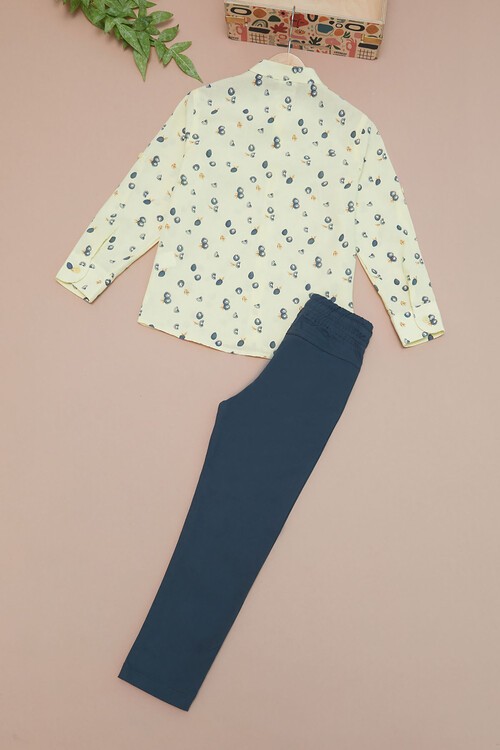 Sarı Desenli Gömlekli Erkek Çocuk Alt Üst Takım 15097