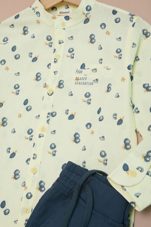 Sarı Desenli Gömlekli Erkek Çocuk Alt Üst Takım 15097