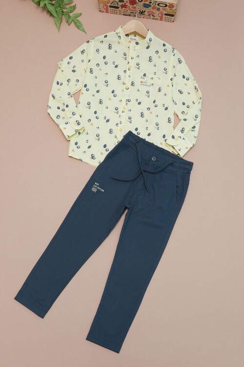 Sarı Desenli Gömlekli Erkek Çocuk Alt Üst Takım 15097