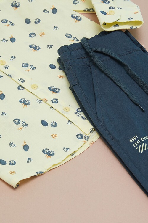 Sarı Desenli Gömlekli Erkek Çocuk Alt Üst Takım 15097