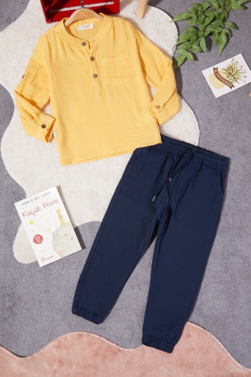 Sarı Gömlekli Erkek Çocuk Takım Elbise 15252