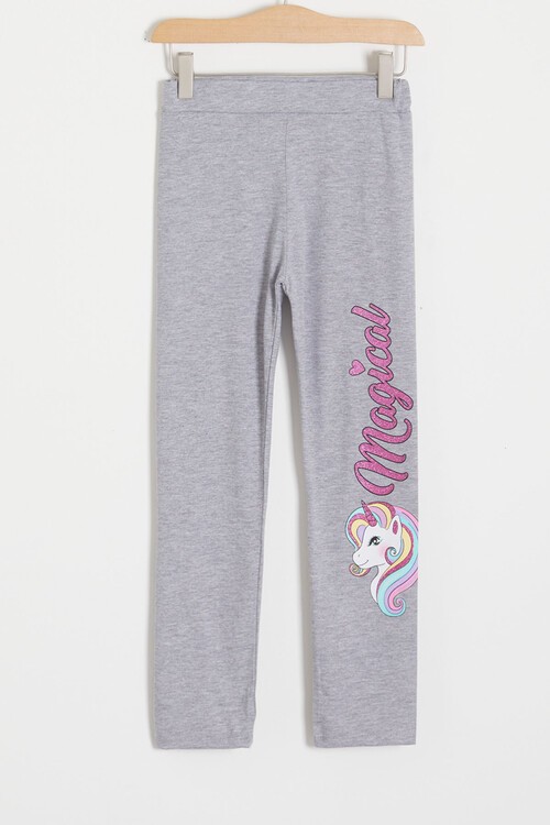 Sarı Simli Unicorn Baskılı Kız Çocuk Alt-Üst Takım 15041