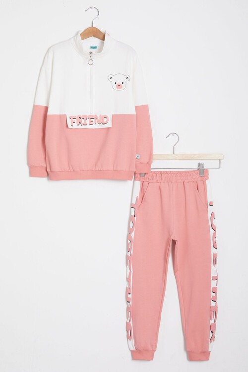 Sırt Baskı Detaylı Ayıcıklı Kız Çocuk Eşofman Takımı 14993