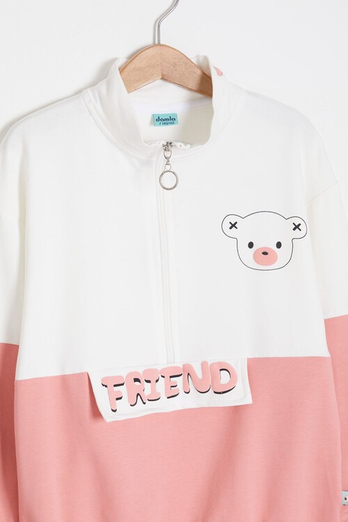 Sırt Baskı Detaylı Ayıcıklı Kız Çocuk Eşofman Takımı 14993