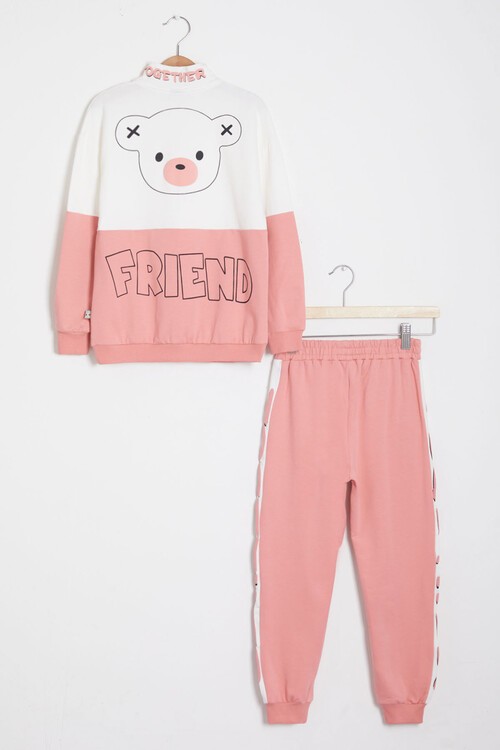 Sırt Baskı Detaylı Ayıcıklı Kız Çocuk Eşofman Takımı 14993