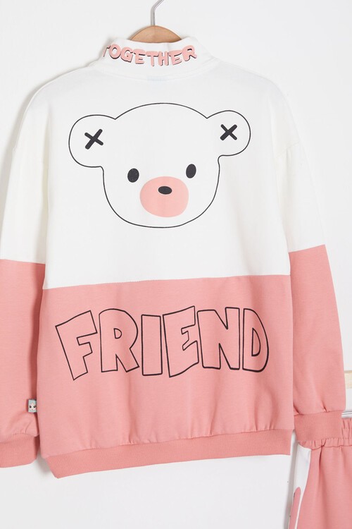 Sırt Baskı Detaylı Ayıcıklı Kız Çocuk Eşofman Takımı 14993