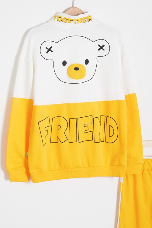 Sırt Baskı Detaylı Ayıcıklı Kız Çocuk Eşofman Takımı 14993