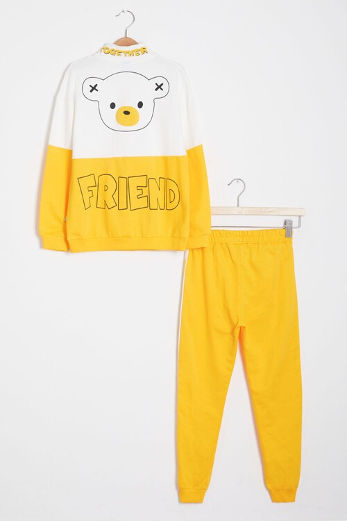 Sırt Baskı Detaylı Ayıcıklı Kız Çocuk Eşofman Takımı 14993