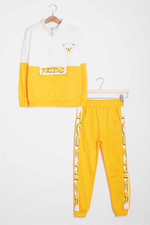 Sırt Baskı Detaylı Ayıcıklı Kız Çocuk Eşofman Takımı 14993