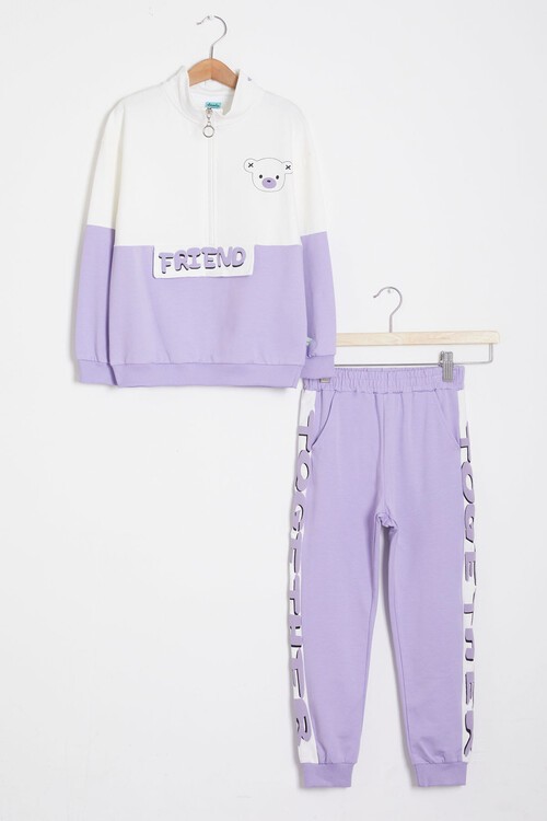 Sırt Baskı Detaylı Ayıcıklı Kız Çocuk Eşofman Takımı 14993