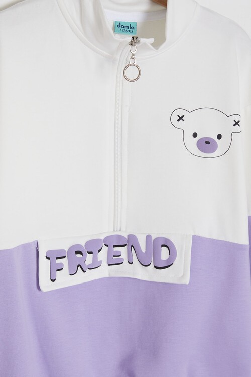 Sırt Baskı Detaylı Ayıcıklı Kız Çocuk Eşofman Takımı 14993