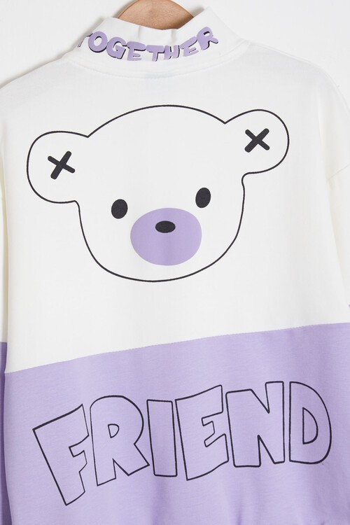 Sırt Baskı Detaylı Ayıcıklı Kız Çocuk Eşofman Takımı 14993