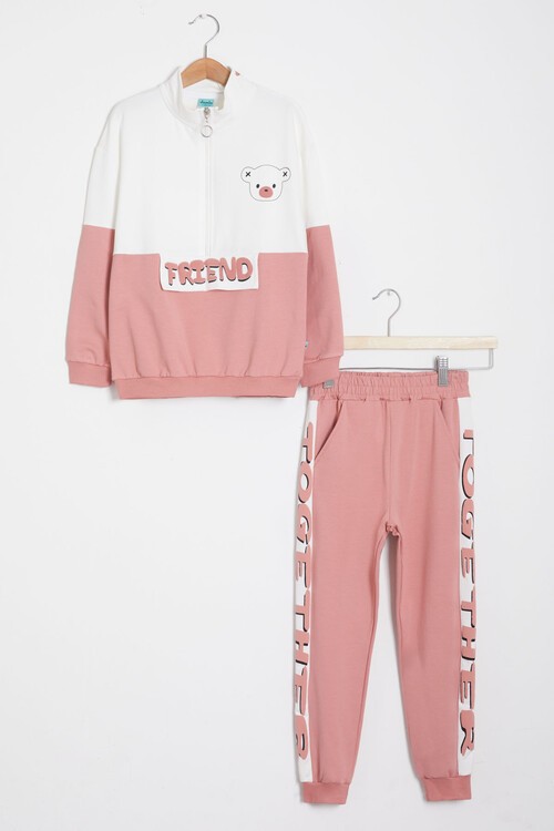 Sırt Baskı Detaylı Ayıcıklı Kız Çocuk Eşofman Takımı 14993
