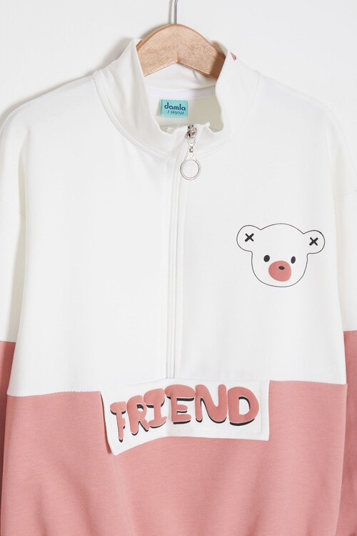 Sırt Baskı Detaylı Ayıcıklı Kız Çocuk Eşofman Takımı 14993