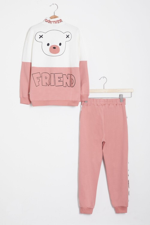 Sırt Baskı Detaylı Ayıcıklı Kız Çocuk Eşofman Takımı 14993