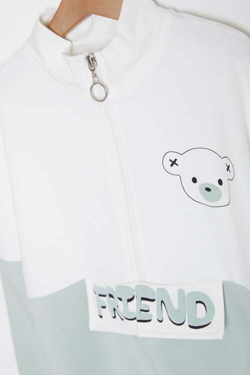 Sırt Baskı Detaylı Ayıcıklı Kız Çocuk Eşofman Takımı 14993