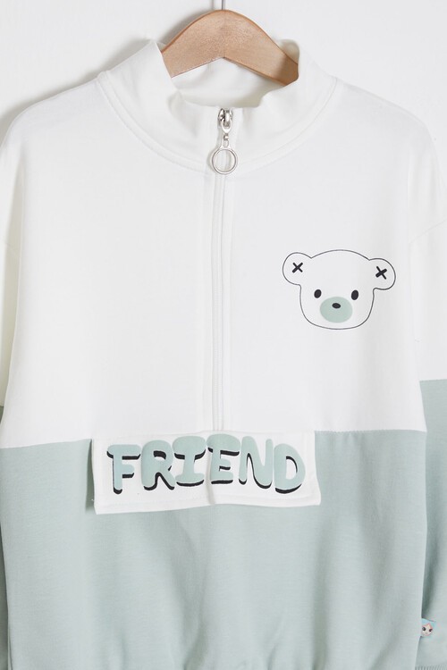 Sırt Baskı Detaylı Ayıcıklı Kız Çocuk Eşofman Takımı 14993