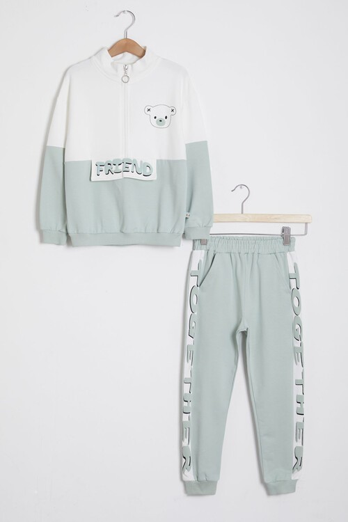 Sırt Baskı Detaylı Ayıcıklı Kız Çocuk Eşofman Takımı 14993