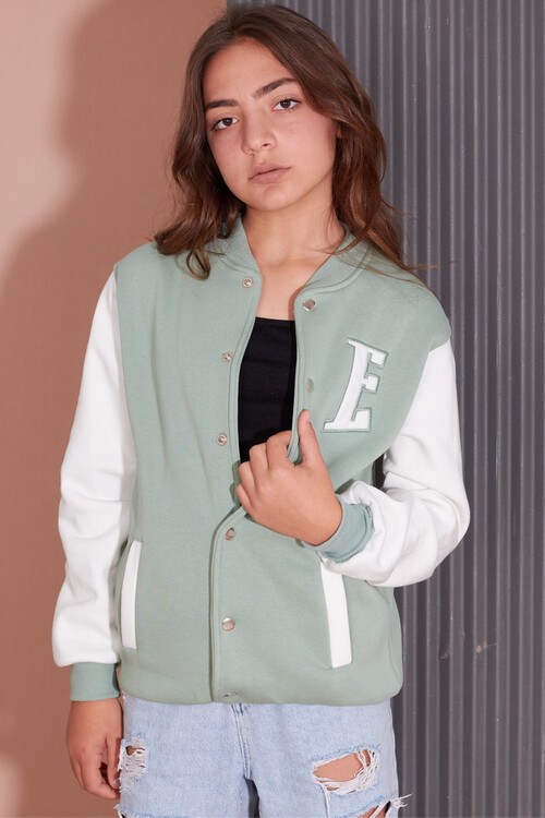 Sırt Logolu Nakışlı Kız Kolej Ceket 14629