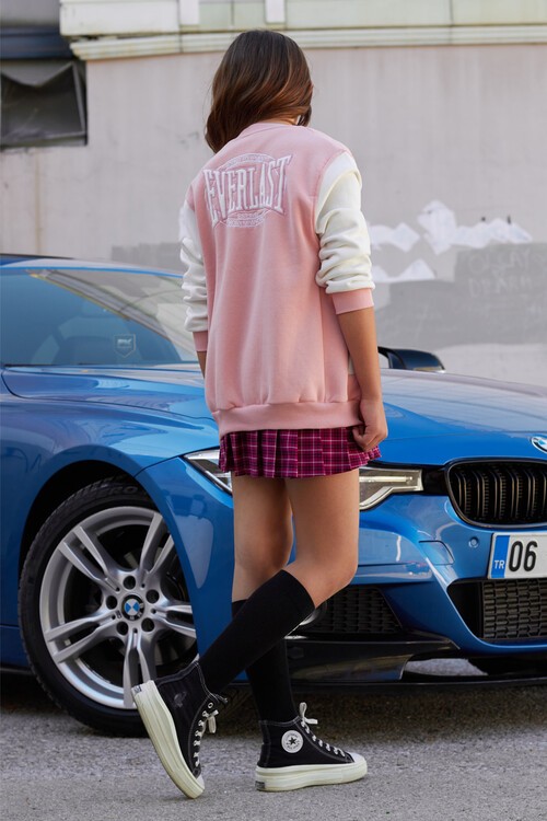 Sırt Logolu Nakışlı Kız Kolej Ceket 14629