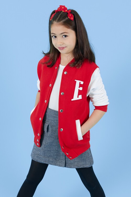 Sırt Logolu Nakışlı Kız Kolej Ceket 14629