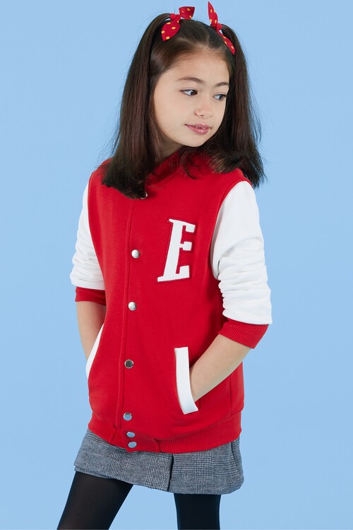 Sırt Logolu Nakışlı Kız Kolej Ceket 14629