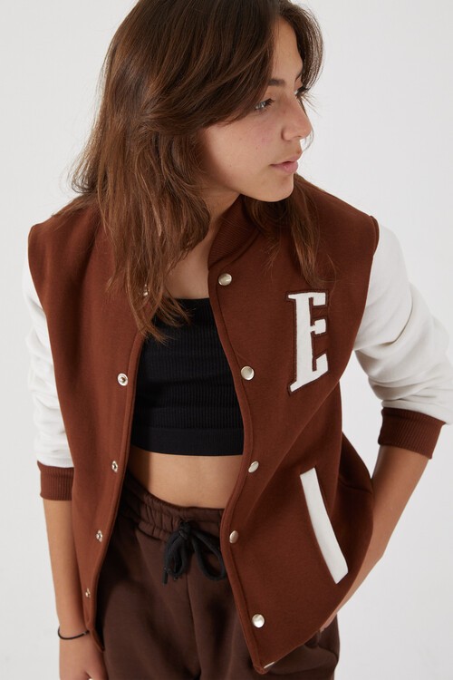 Sırt Logolu Nakışlı Kız Kolej Ceket 14629