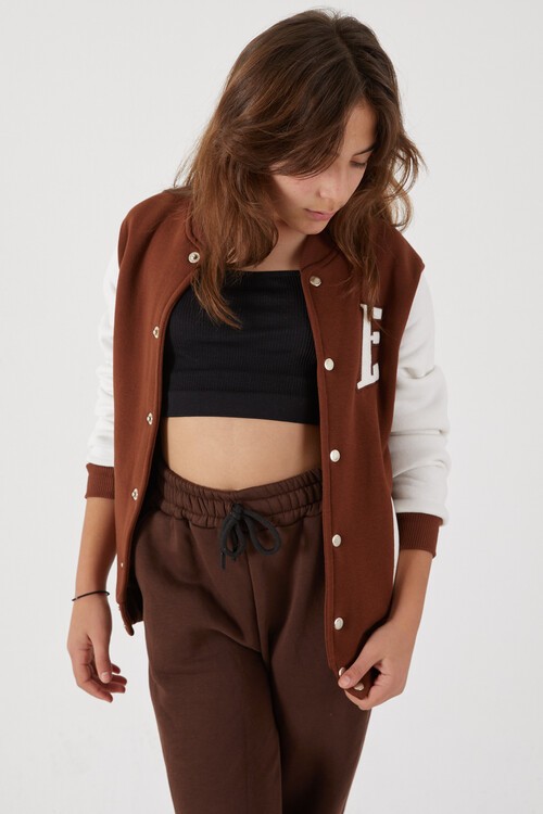 Sırt Logolu Nakışlı Kız Kolej Ceket 14629