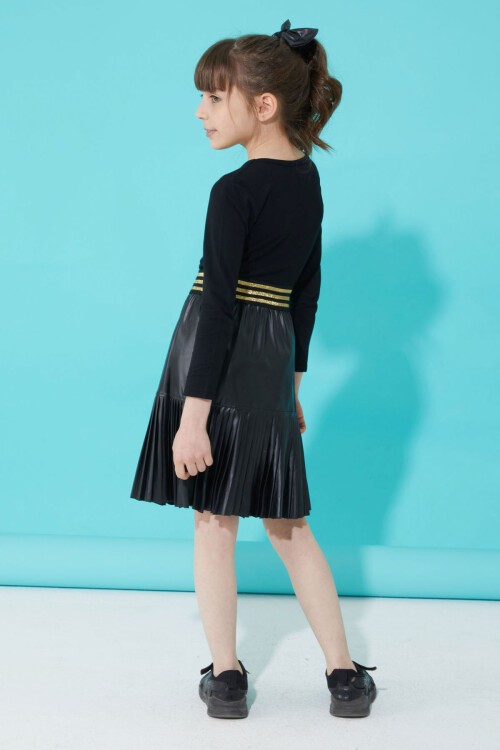 Siyah Prenses Baskılı Bluzlu Etekli Kız Takım 15335