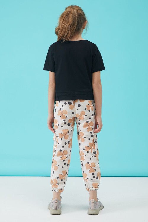 Siyah Yazı Baskılı Kız Çocuk Alt Üst Takım 15163