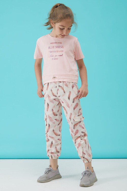Somon Yazı Baskılı Kız Çocuk Alt Üst Takım 15165