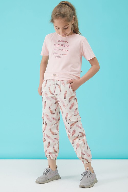 Somon Yazı Baskılı Kız Çocuk Alt Üst Takım 15165
