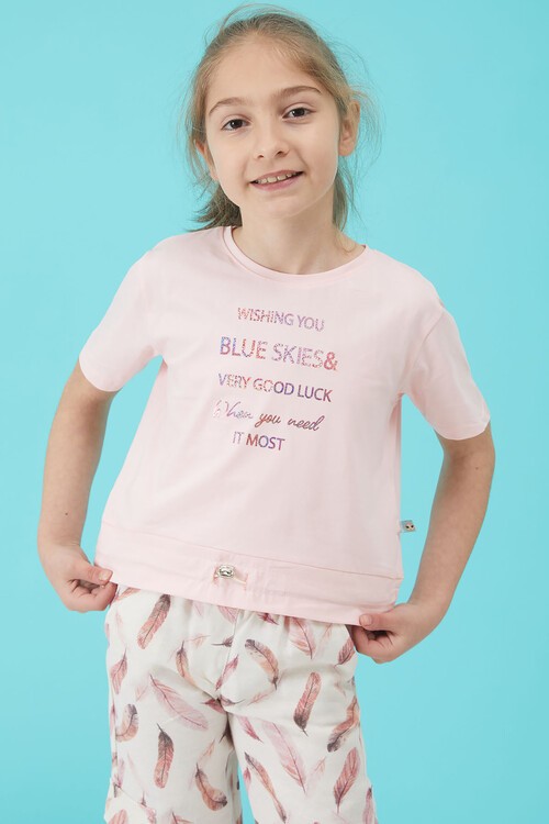Somon Yazı Baskılı Kız Çocuk Alt Üst Takım 15165