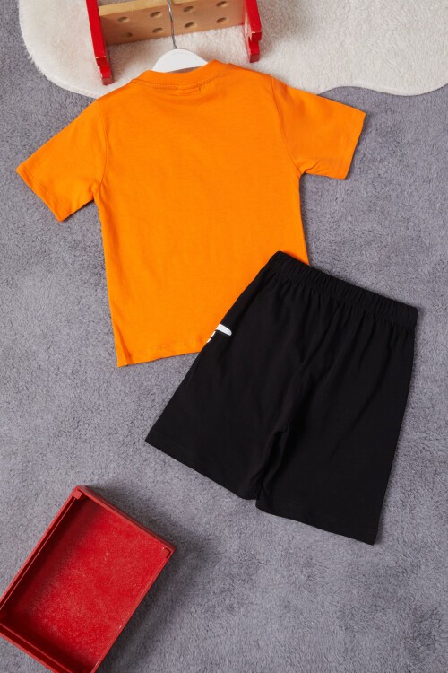 Turuncu Sonic Karakter Baskılı Erkek Çocuk Şortlu Takım 15286