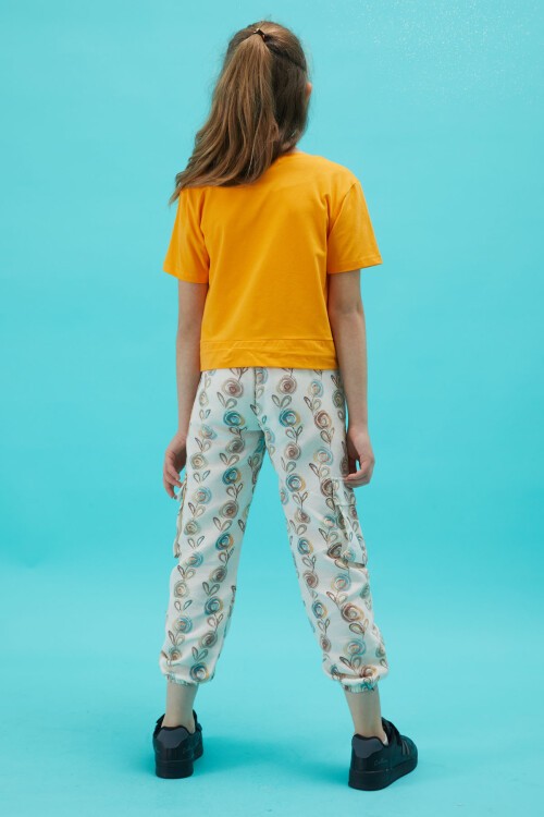 Turuncu Yazı Baskılı Kız Çocuk Alt Üst Takım 15164